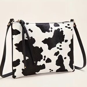 Stylish Black and White Cow Print Crossbody Bag